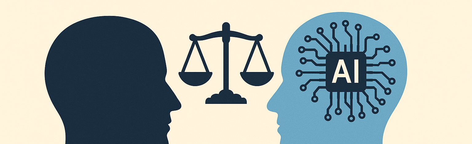Abstract visual for an essay on responsibility in AI